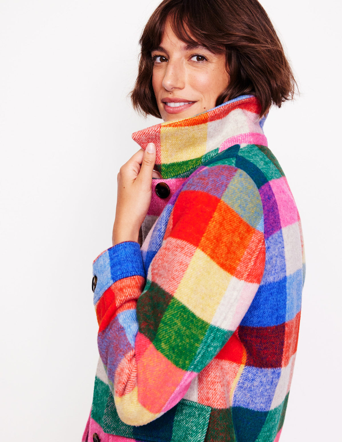 Wool Check Coat-Multi Check - Image 2