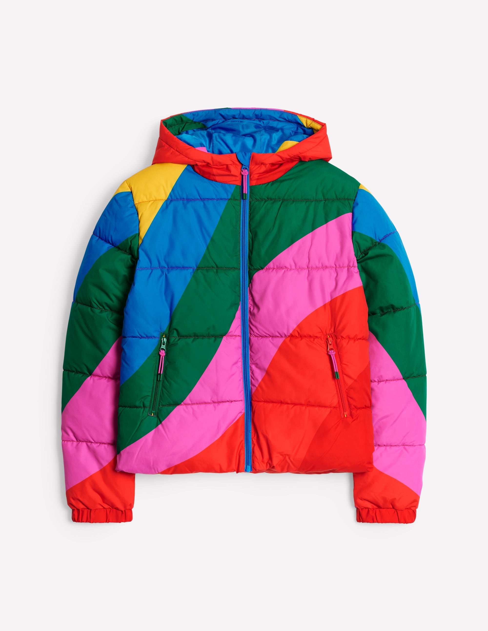 Hooded Puffer Coat-Rainbow Wave - Image 7