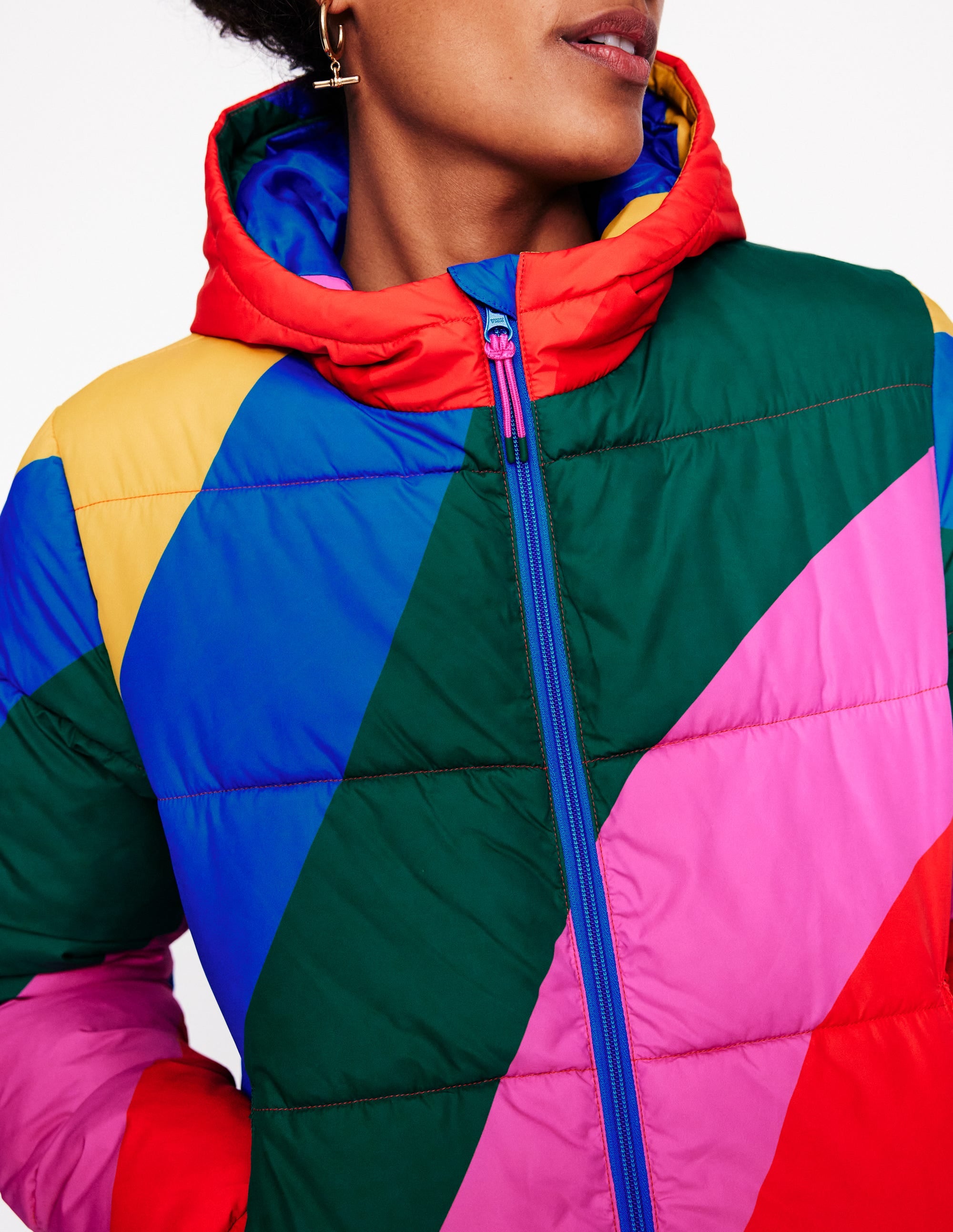 Hooded Puffer Coat-Rainbow Wave - Image 2