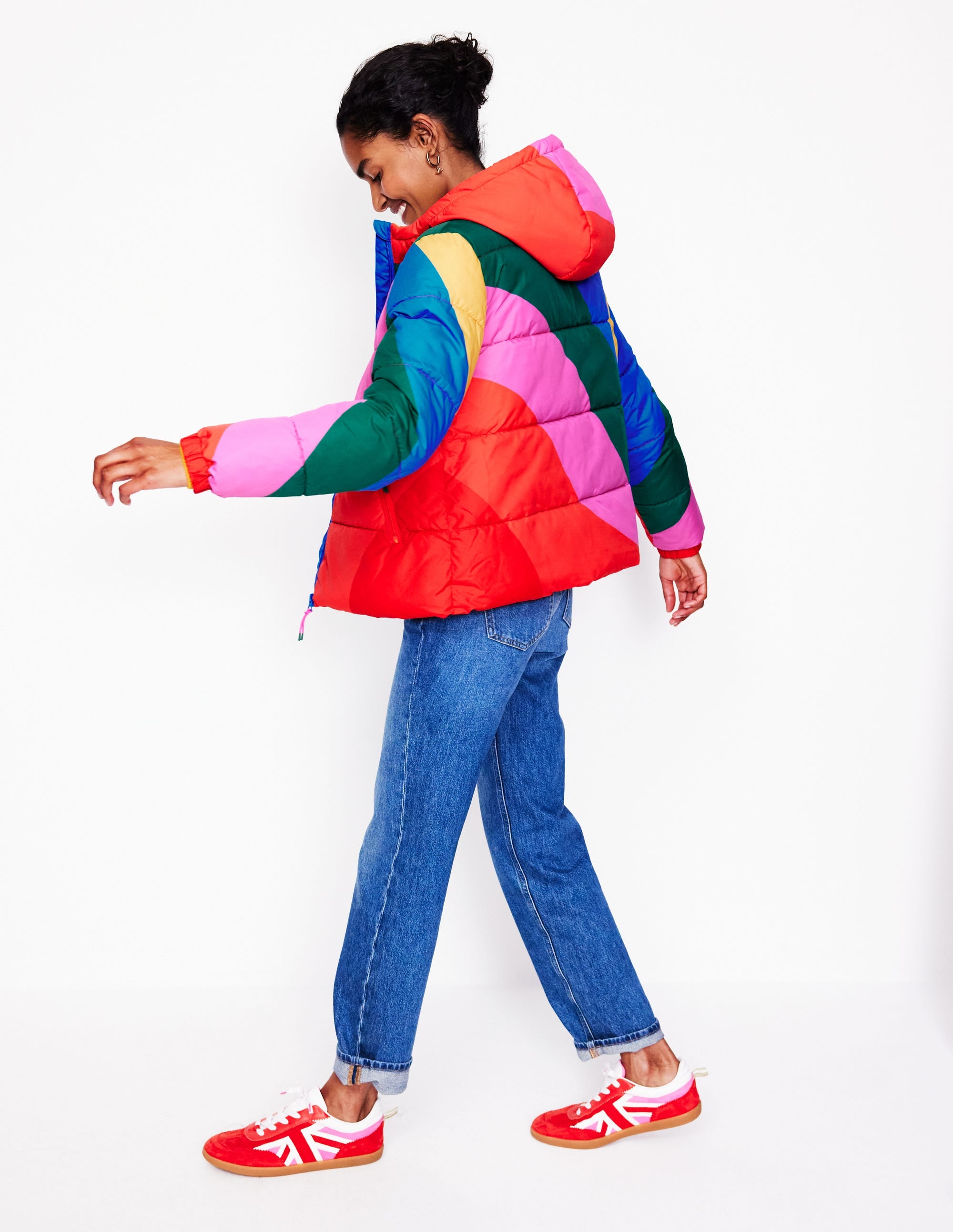 Hooded Puffer Coat-Rainbow Wave - Image 4