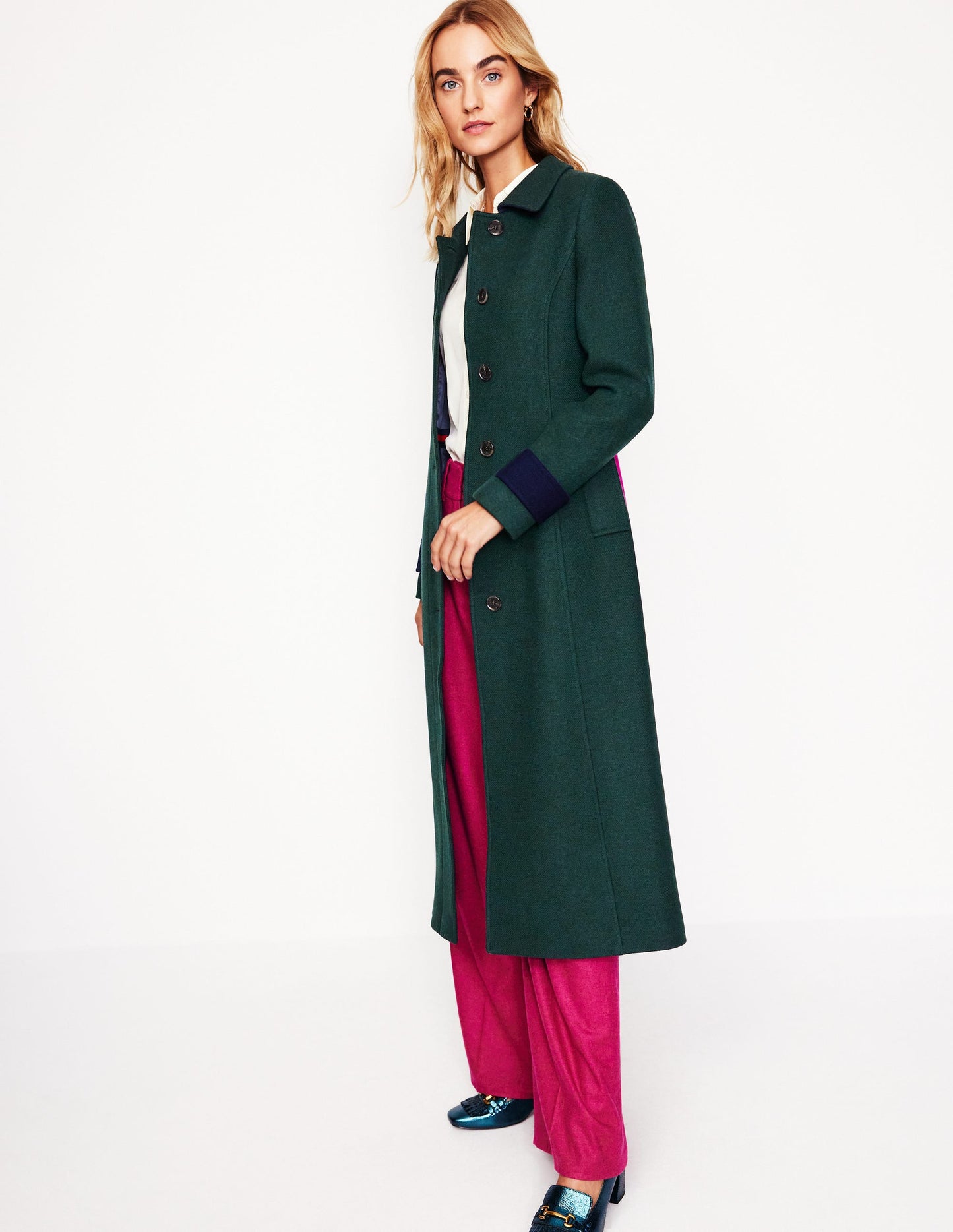 Durham Midi Coat-Colourblock Green