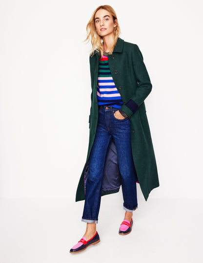 Durham Midi Coat-Colourblock Green