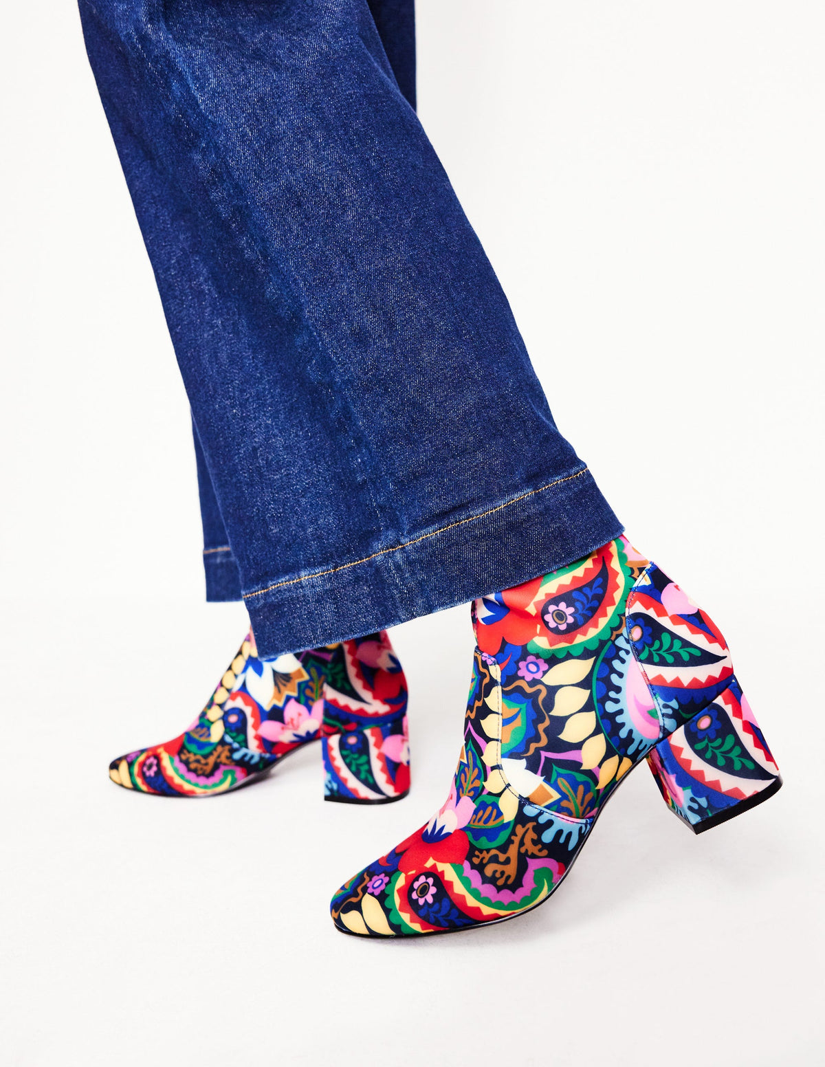 Stretch Knee Heel Boots-Multi, Botanical Paisley - Image 2