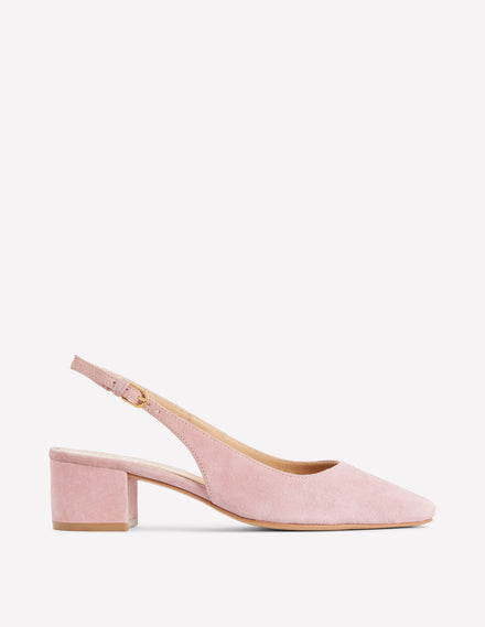 Ailsa Block Heel Slingbacks-Almond Pink Suede