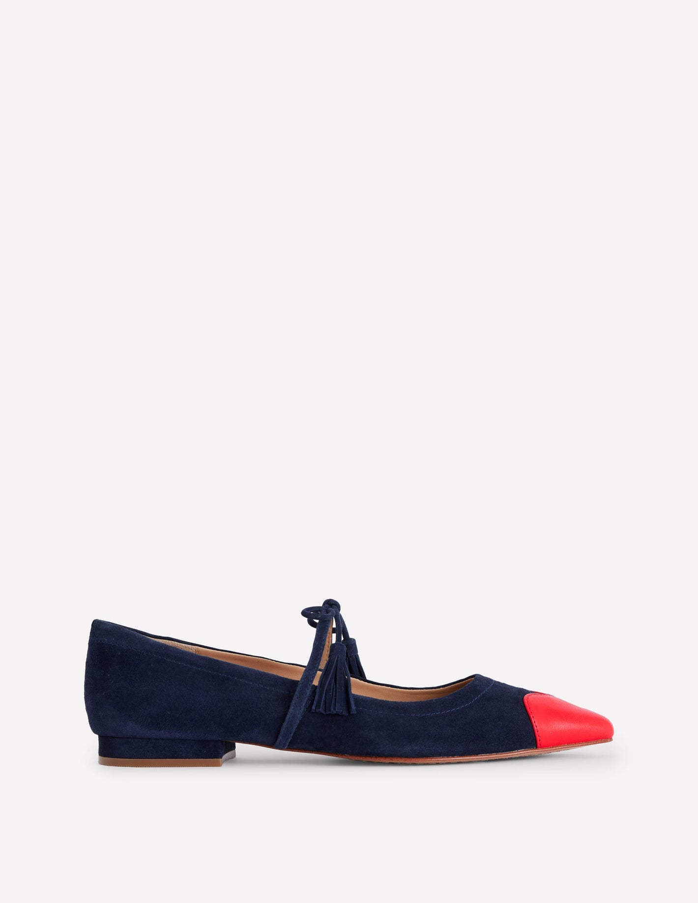 Tassel Tie Point Flat-Navy and Poppy Red