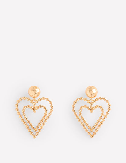 Statement Heart Earrings-Gold