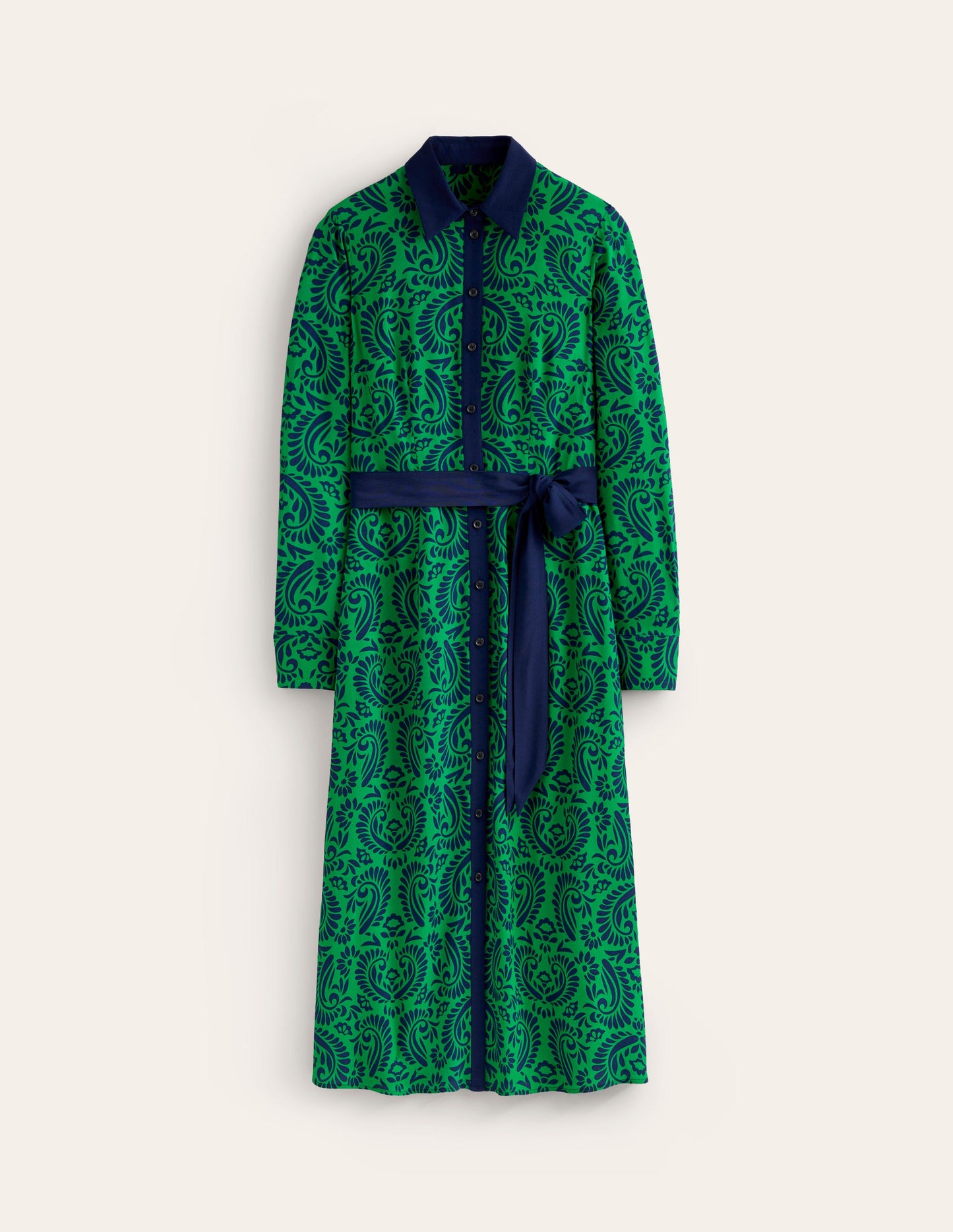 Kate Midi Shirt Dress-Rich Emerald, Decorative Flora