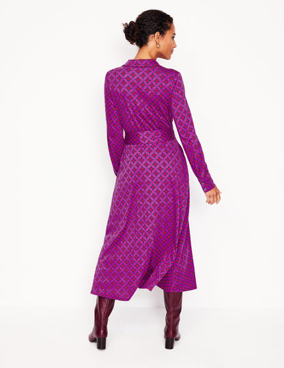 Marcia Jersey Midi Shirt Dress -Regal Purple, Diamond Terrace