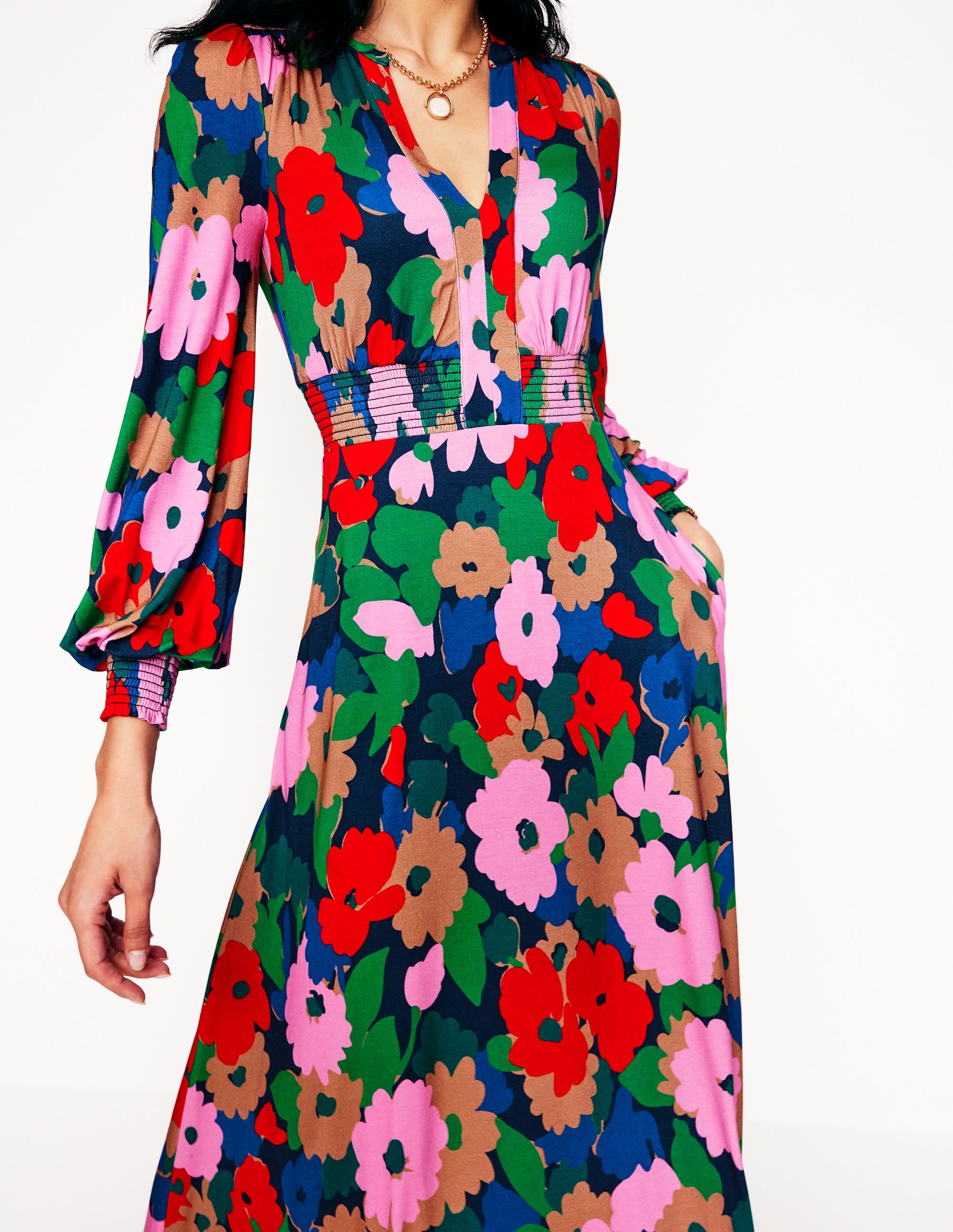 Georgia Jersey Midi Dress-Multi, Painterly Meadow - Image 2