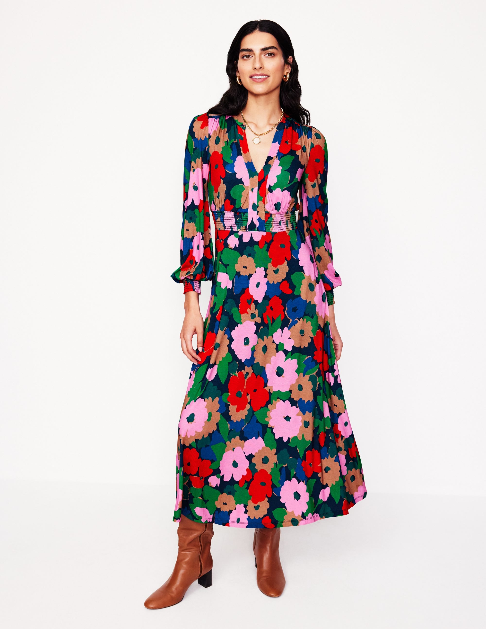 Georgia Jersey Midi Dress-Multi, Painterly Meadow - Image 4