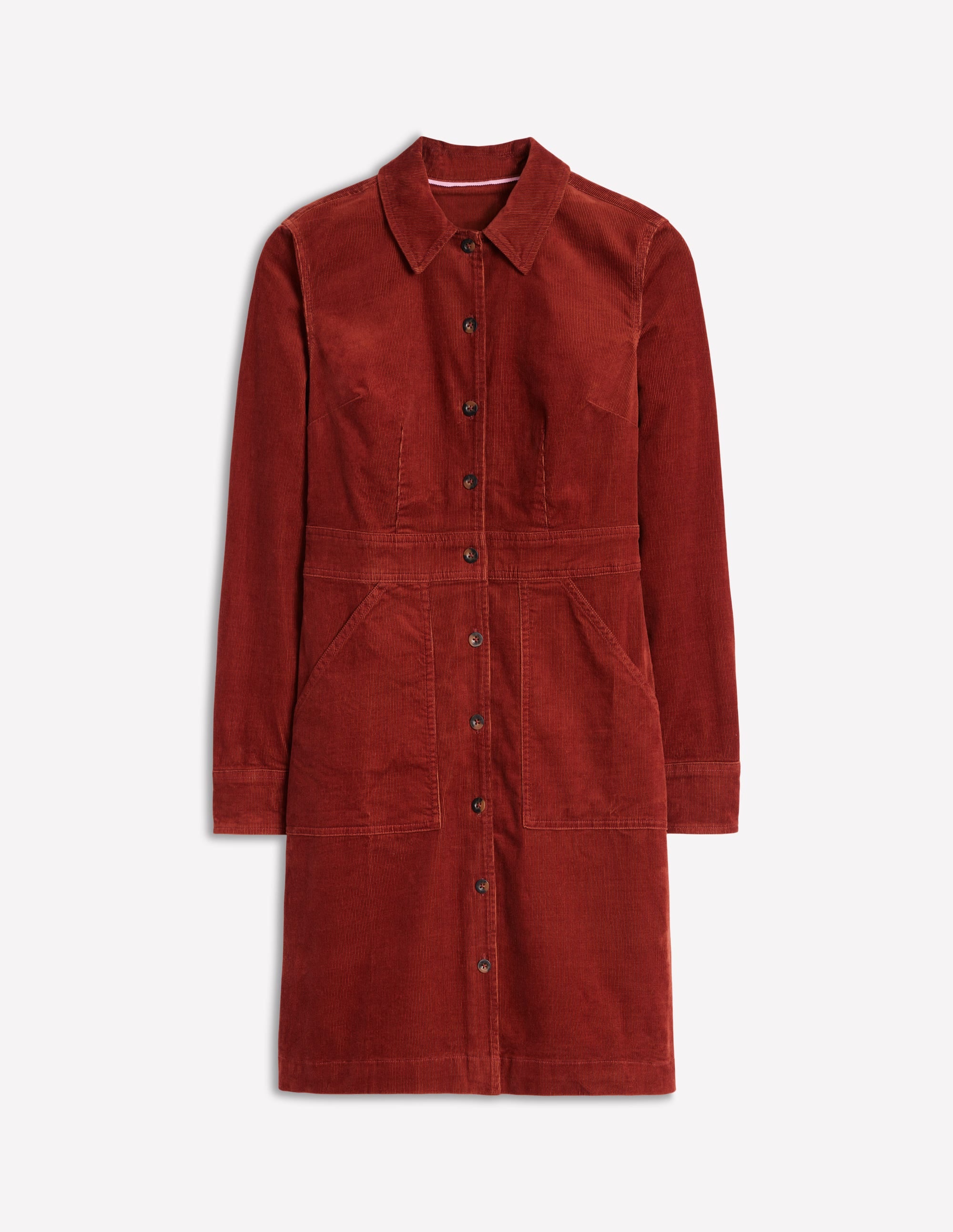 Flora Cord Shirt Dress-Cognac - Image 5