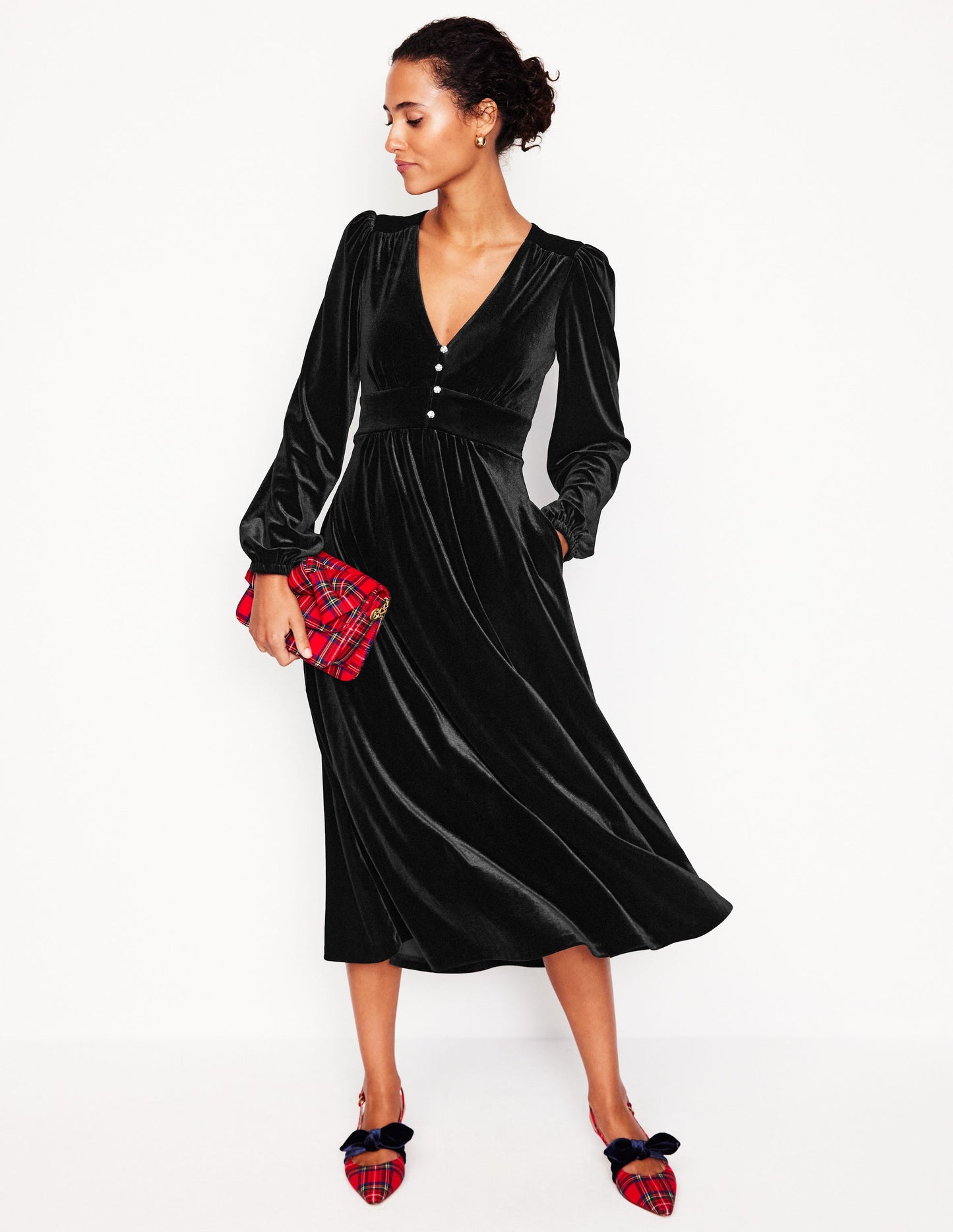 Jocelyn Velvet Tea Dress-Black