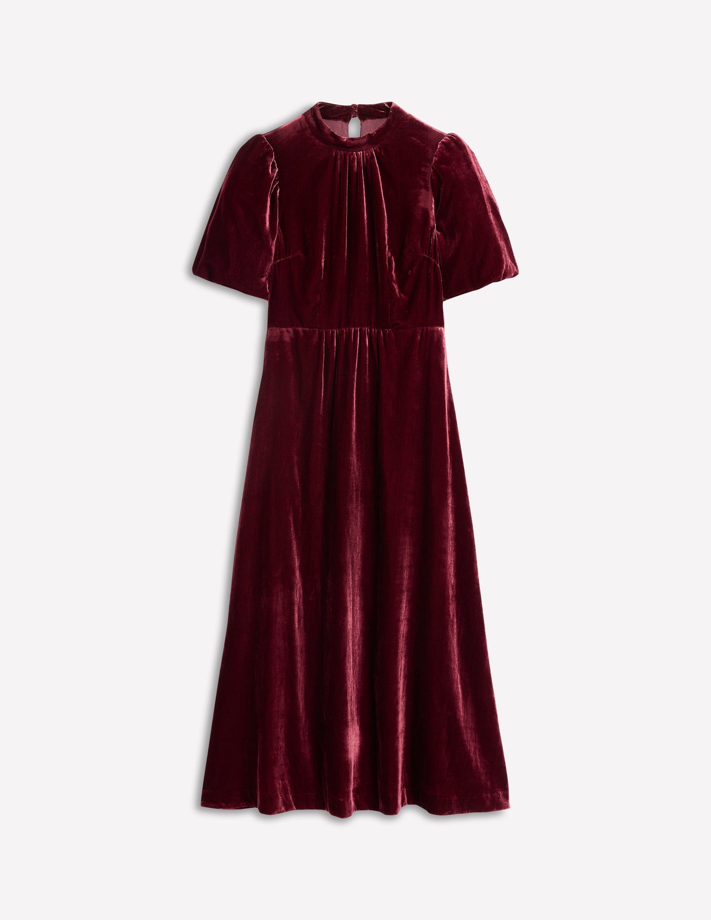 High Neck Velvet Dress-Cabernet