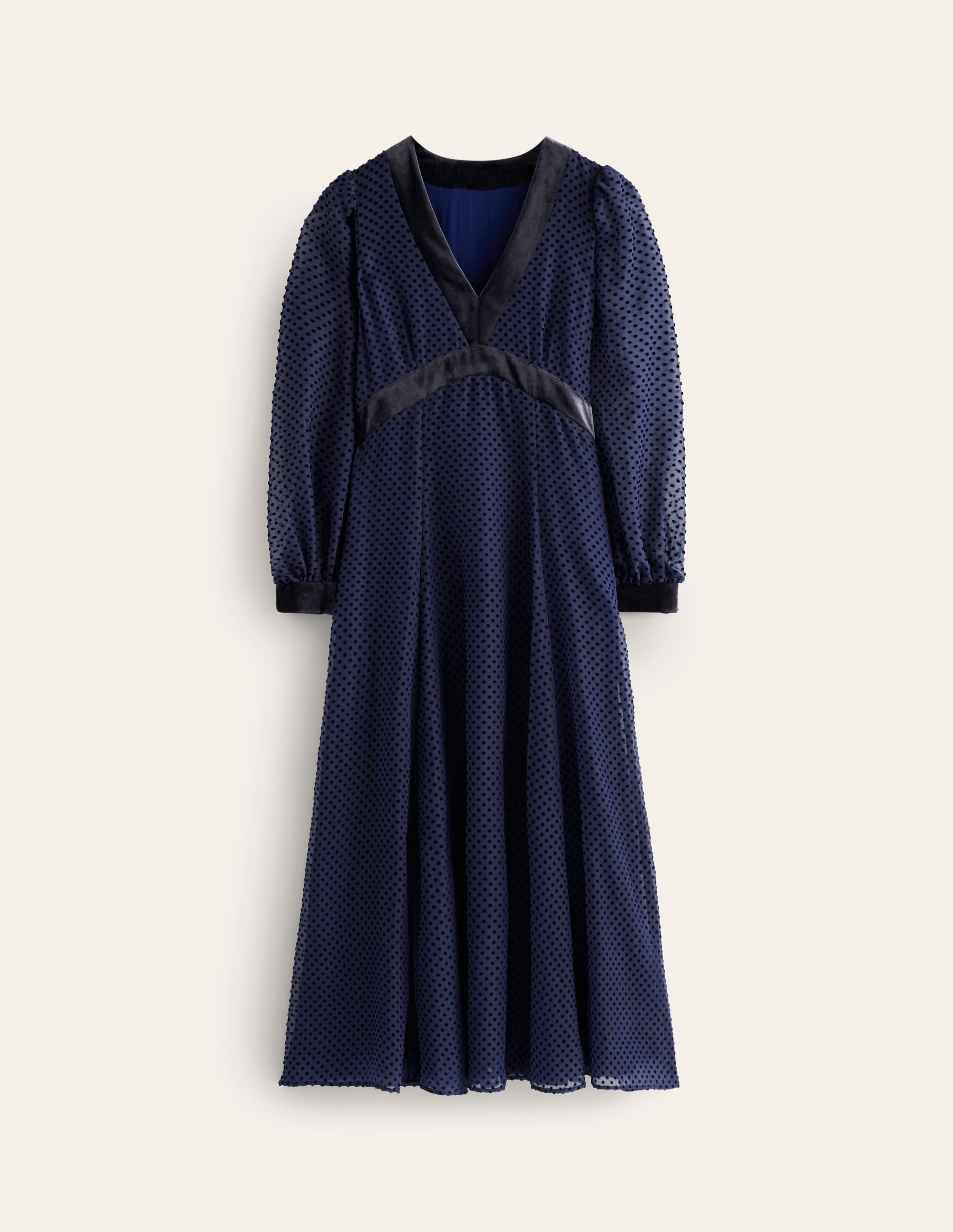 Devore Maxi Tea Dress-Navy, Devore Spot - Image 6