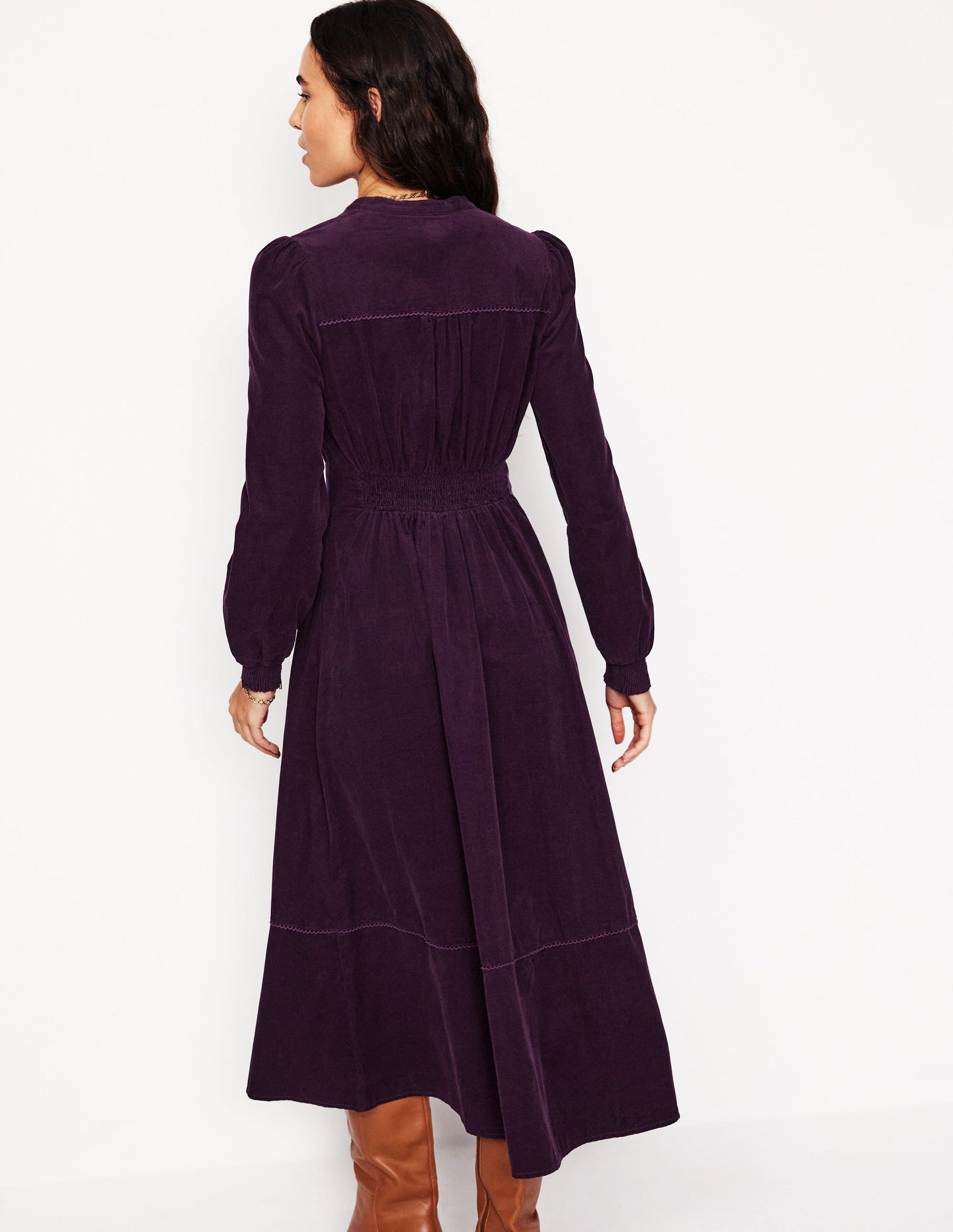 Zoe Zip Up Cord Midi Dress-Damson