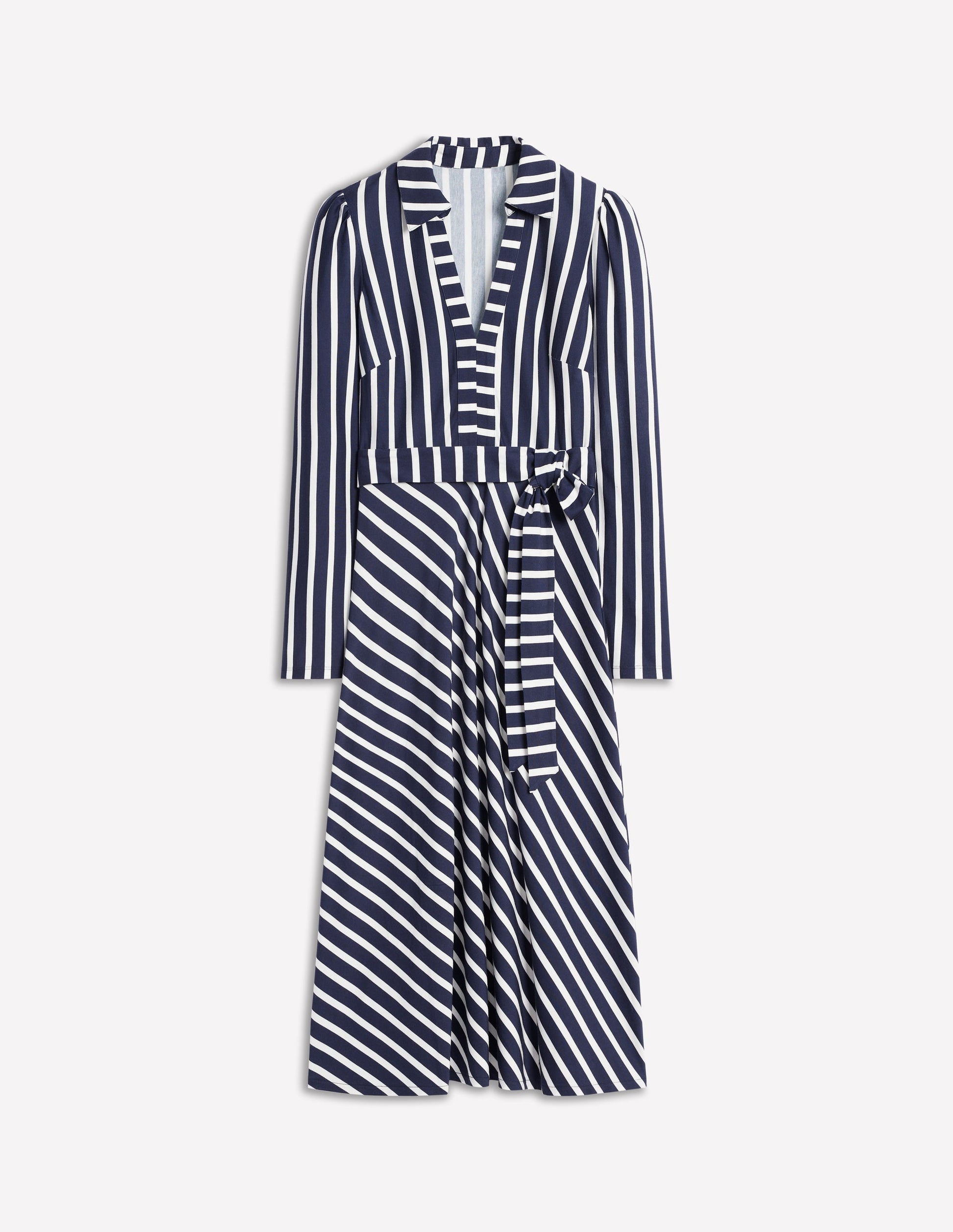 Imogen Collared Jersey Dress-French Navy and Ivory Stripe-6