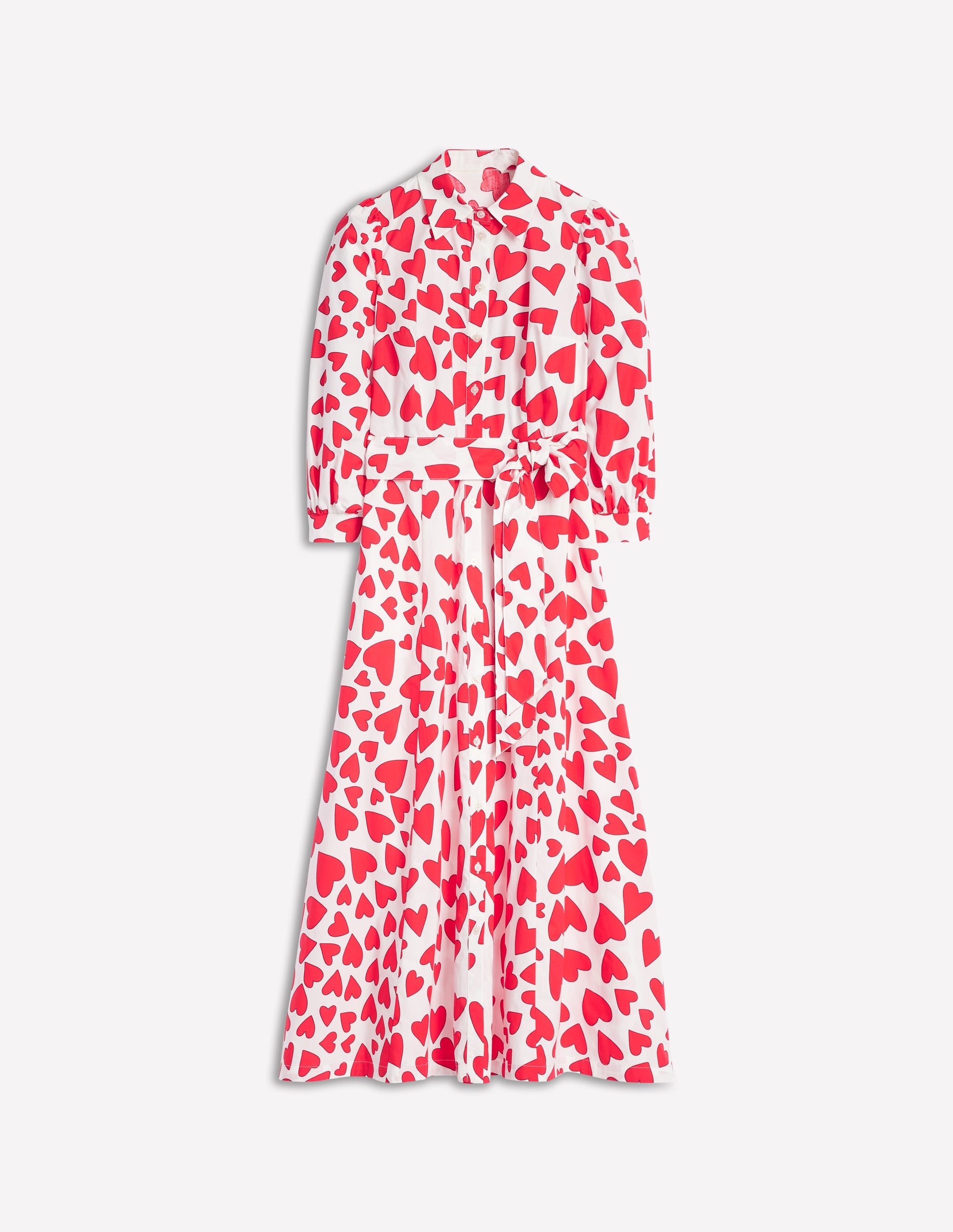 Clara Cotton Shirt Dress-Ivory, Heart Cluster - Image 8