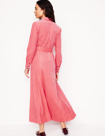 Mila Cord Midi Shirt Dress-Azalea Pink