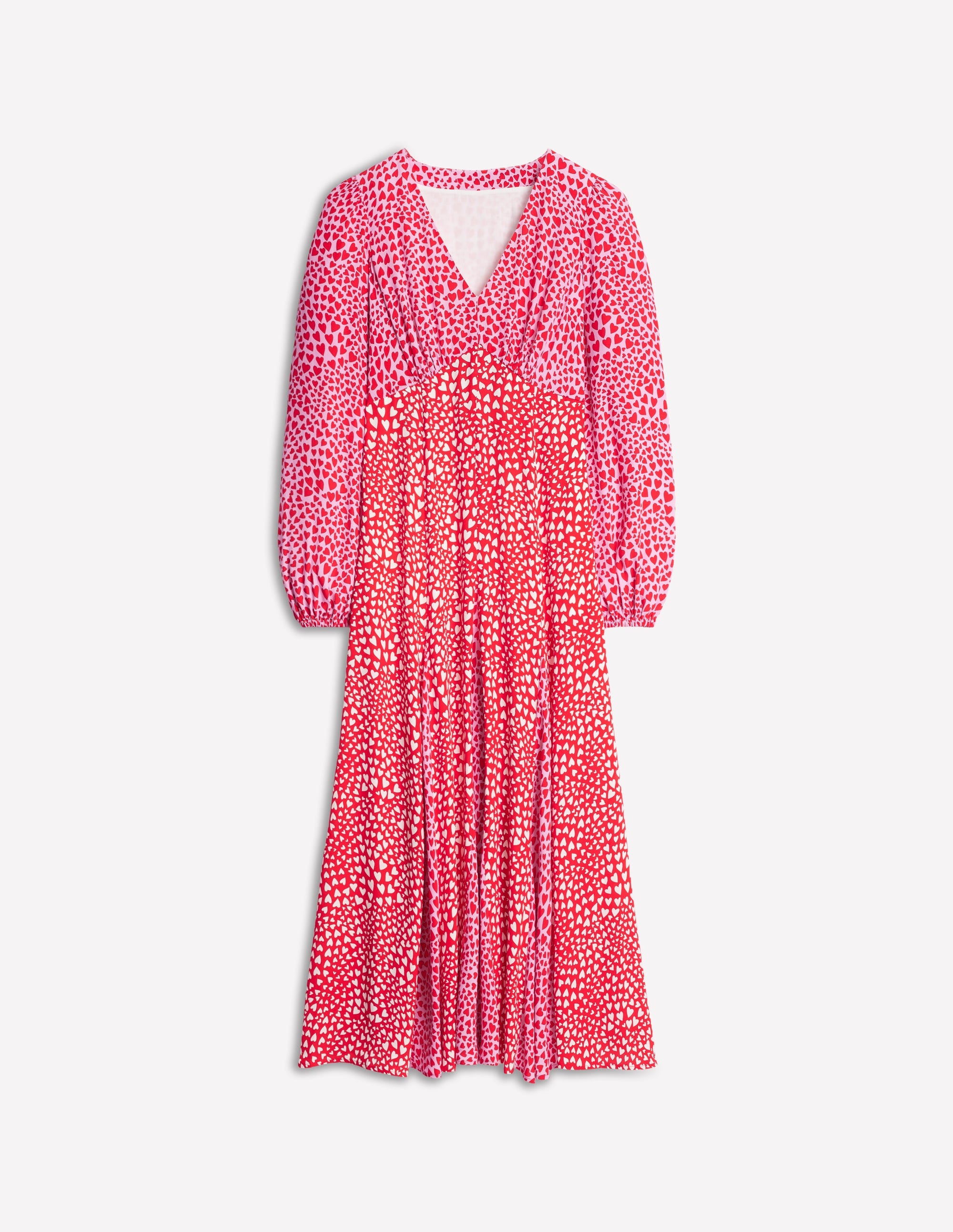 Lisa Long Sleeve Tea Dress-Pink, Heart Cluster - Image 5