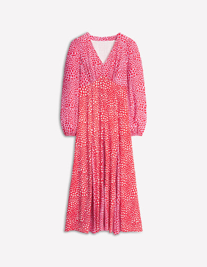 Lisa Long Sleeve Tea Dress-Pink, Heart Cluster