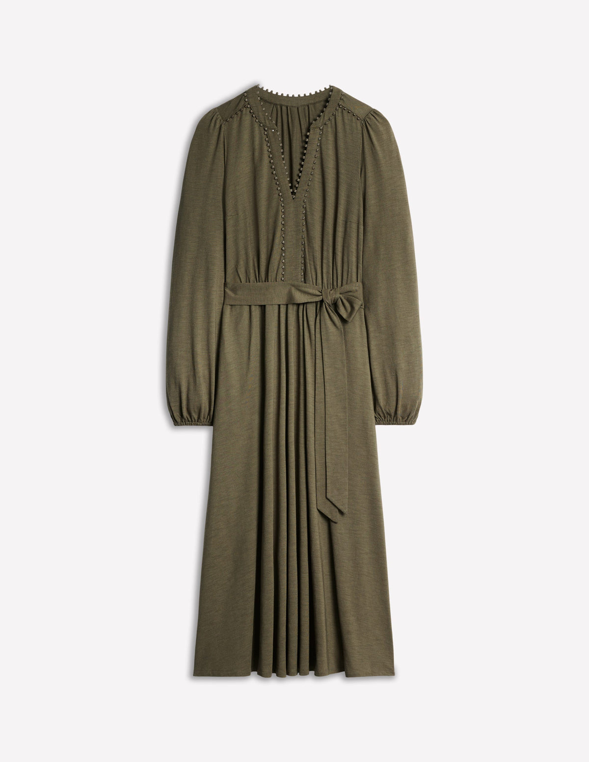 Maeve Trim Jersey Midi Dress-Classic Khaki - Image 5
