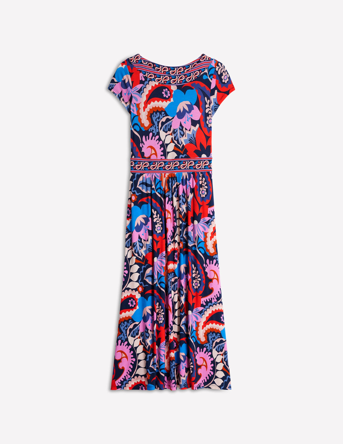 Melanie Jersey Midi Dress-French Navy, Botanical Paisley - Image 5