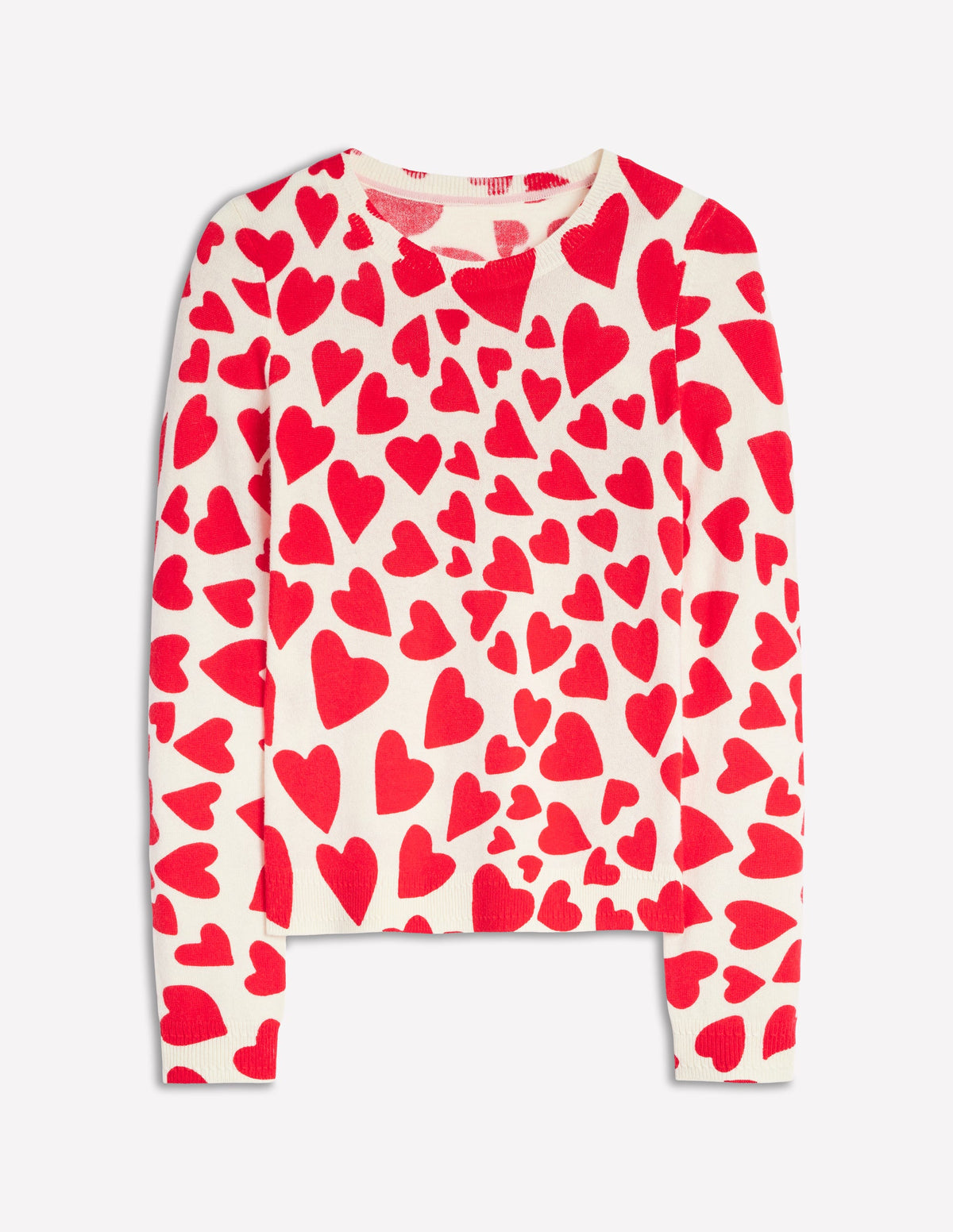 Eva Cashmere Crew Neck Sweater-Ivory, Heart Cluster - Image 6