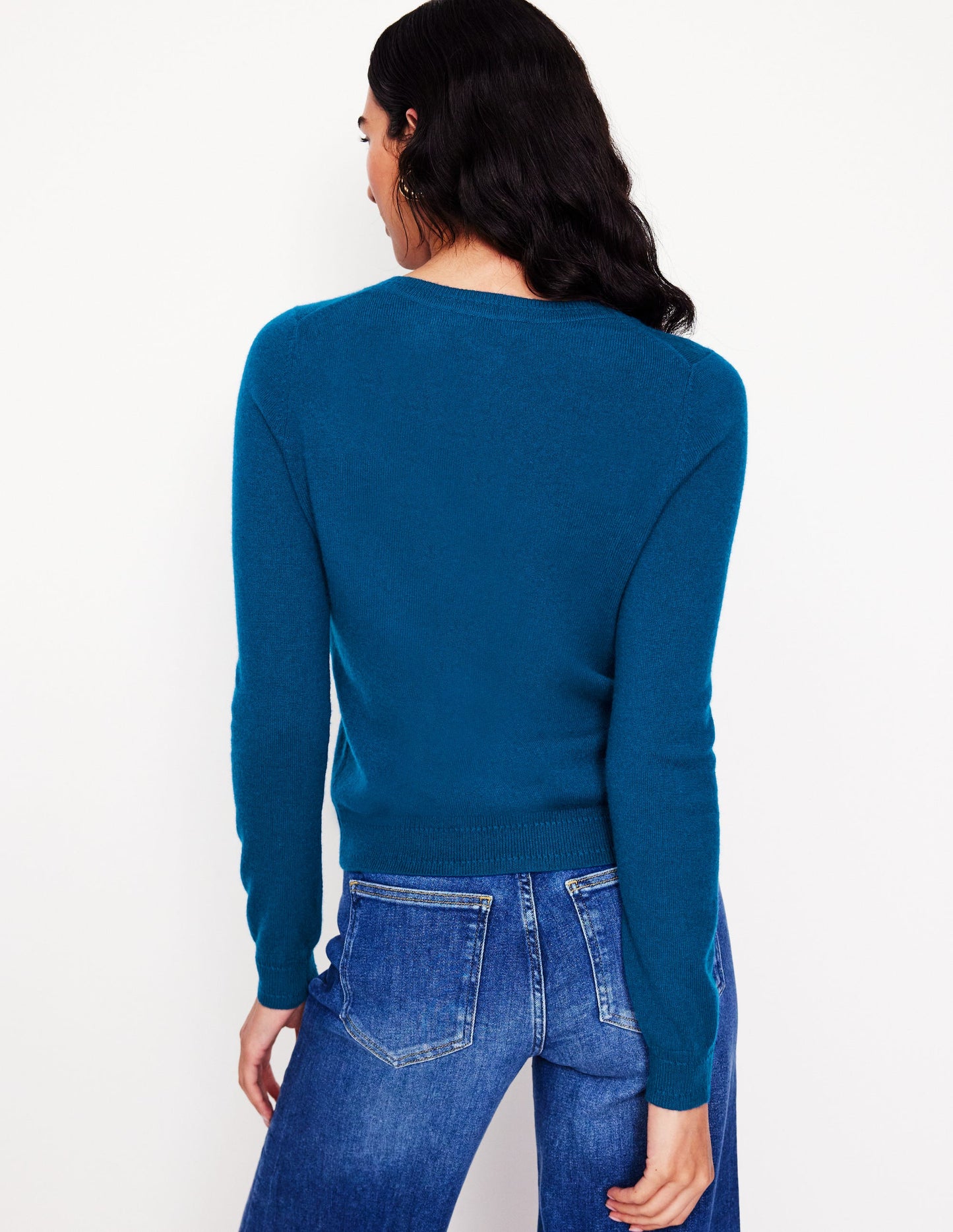 Eva Cashmere Crew Cardigan-Harbour Blue