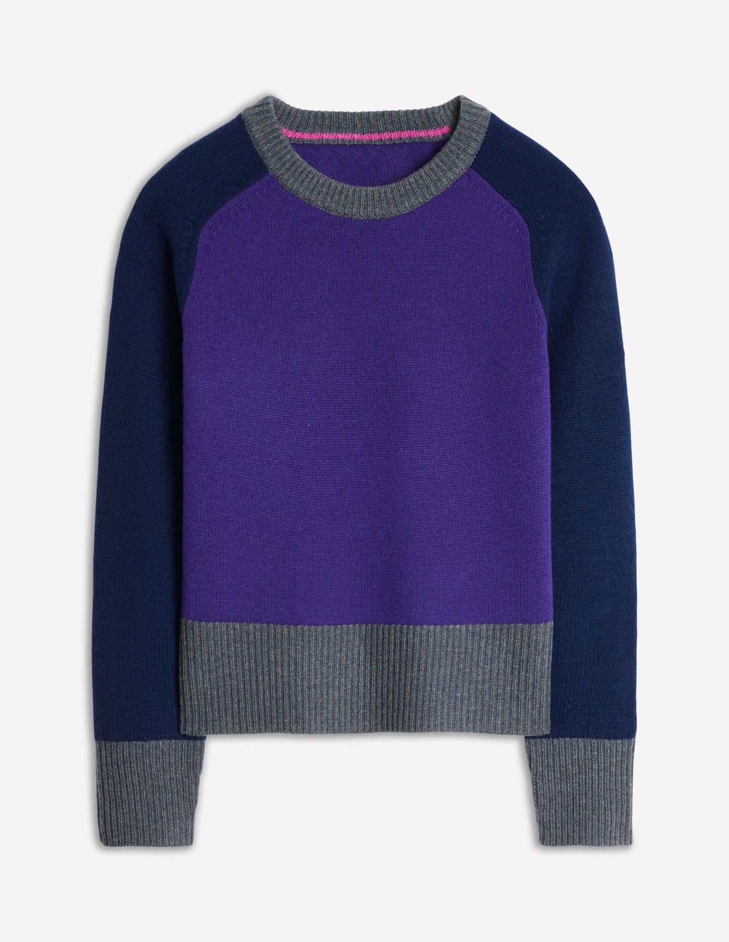 Olivia Merino Jumper-Ameythyst Purple, Colourblock