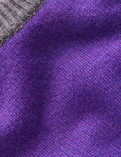 Olivia Merino Jumper-Ameythyst Purple, Colourblock