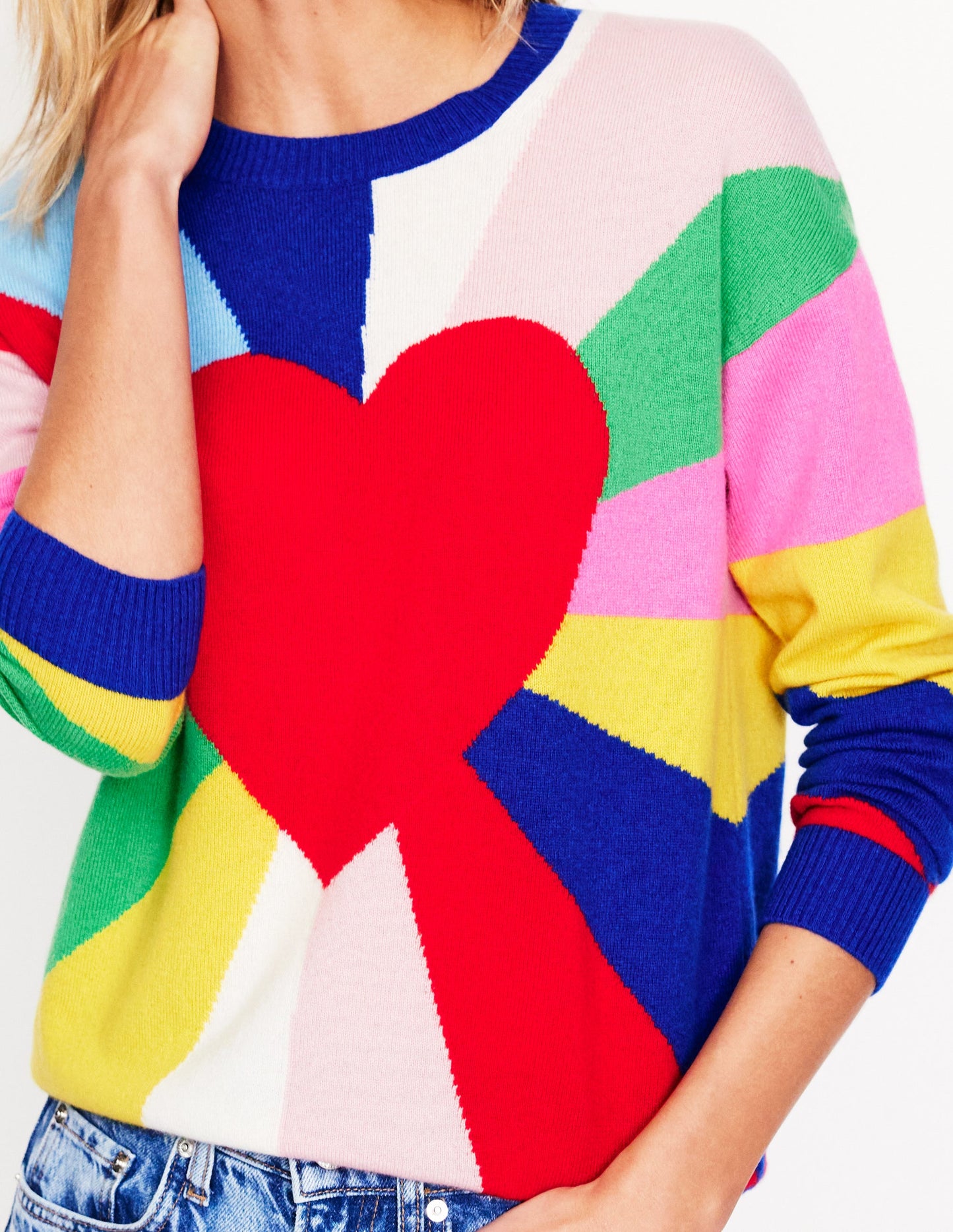 Lydia Cashmere Jumper-Multi, Heart Spectrum