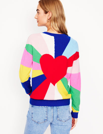 Lydia Cashmere Jumper-Multi, Heart Spectrum