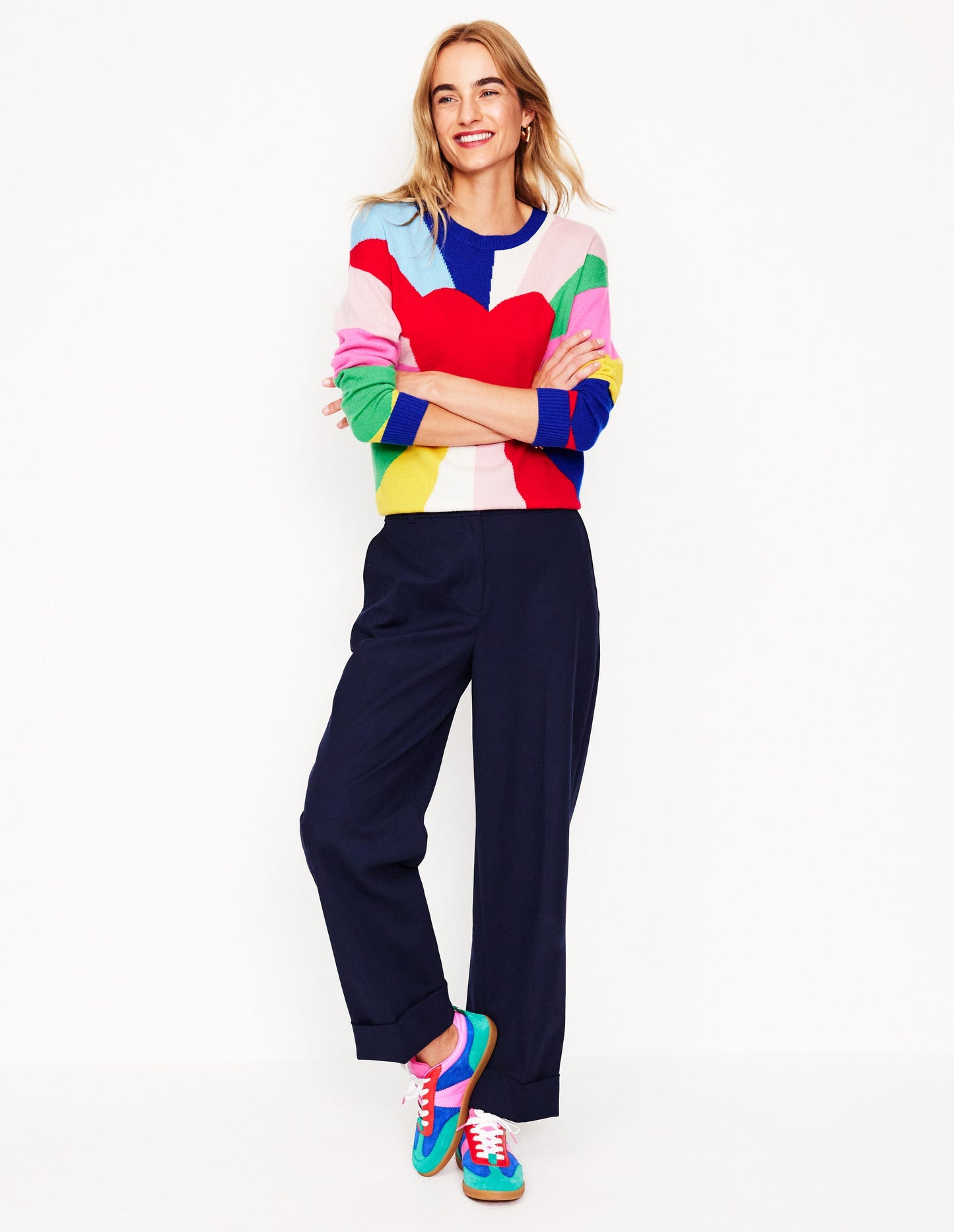 Lydia Cashmere Jumper-Multi, Heart Spectrum