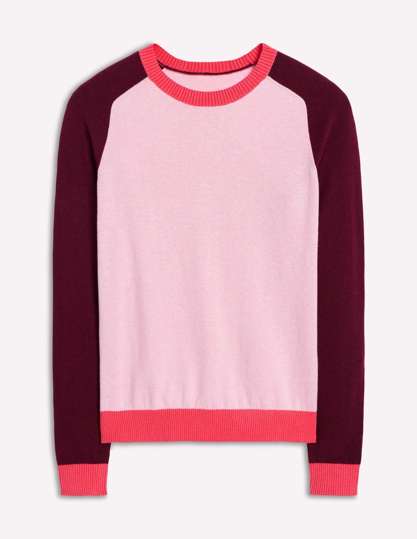 Meg Saddle Sleeve Sweater-Soft Pink, Colourblock