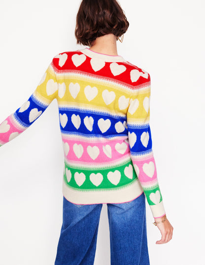 Fair Isle Boyfriend Cardigan-Multi, Hearts