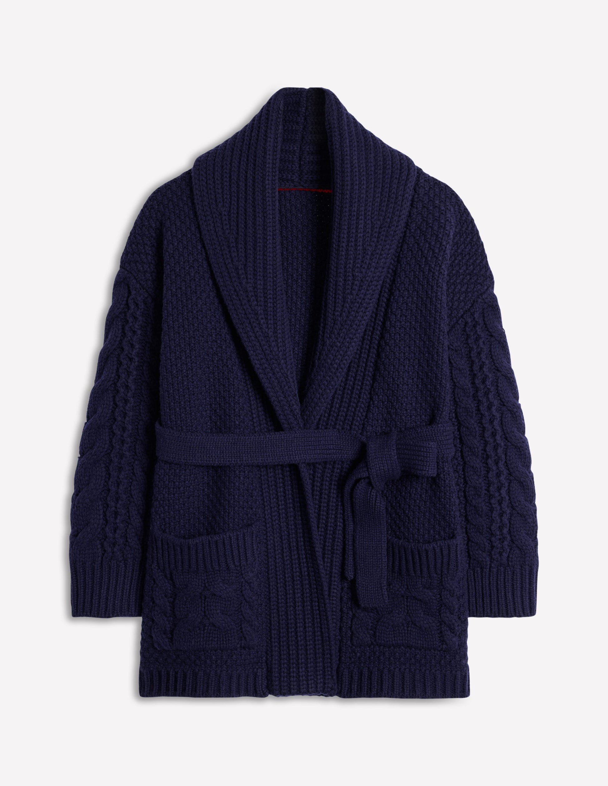 Cable Belted Cardigan-Navy-6