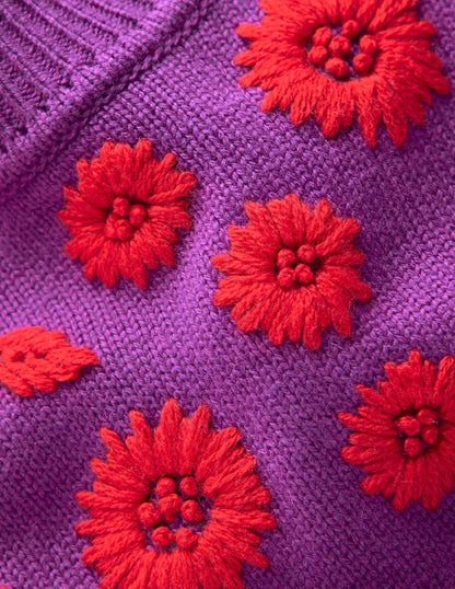 Embroidered Floral Jumper-Regal Purple