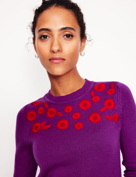 Embroidered Floral Jumper-Regal Purple