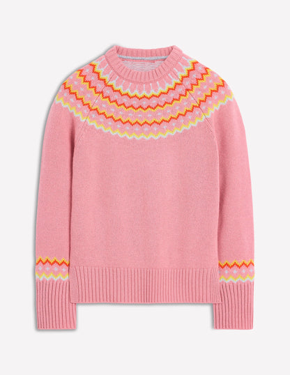 Cashmere Fair Isle Sweater-Formica Pink