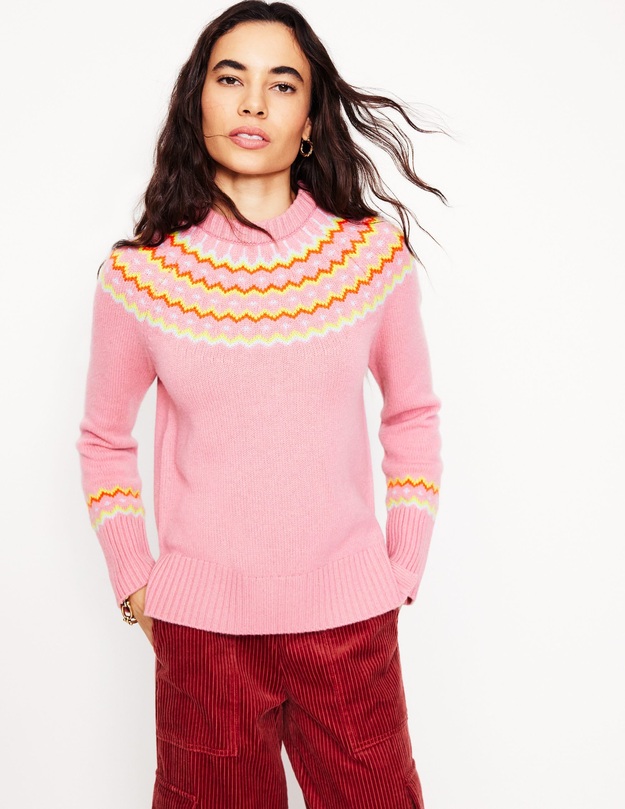 Cashmere Fair Isle Sweater-Formica Pink - Image 1