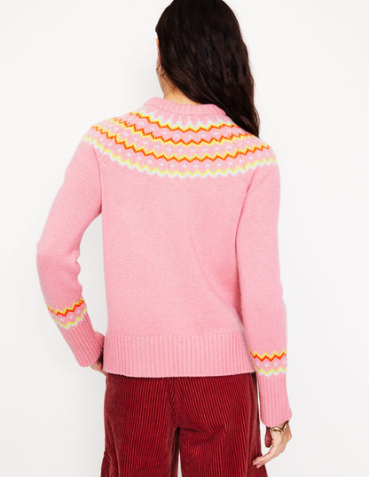 Cashmere Fair Isle Sweater-Formica Pink