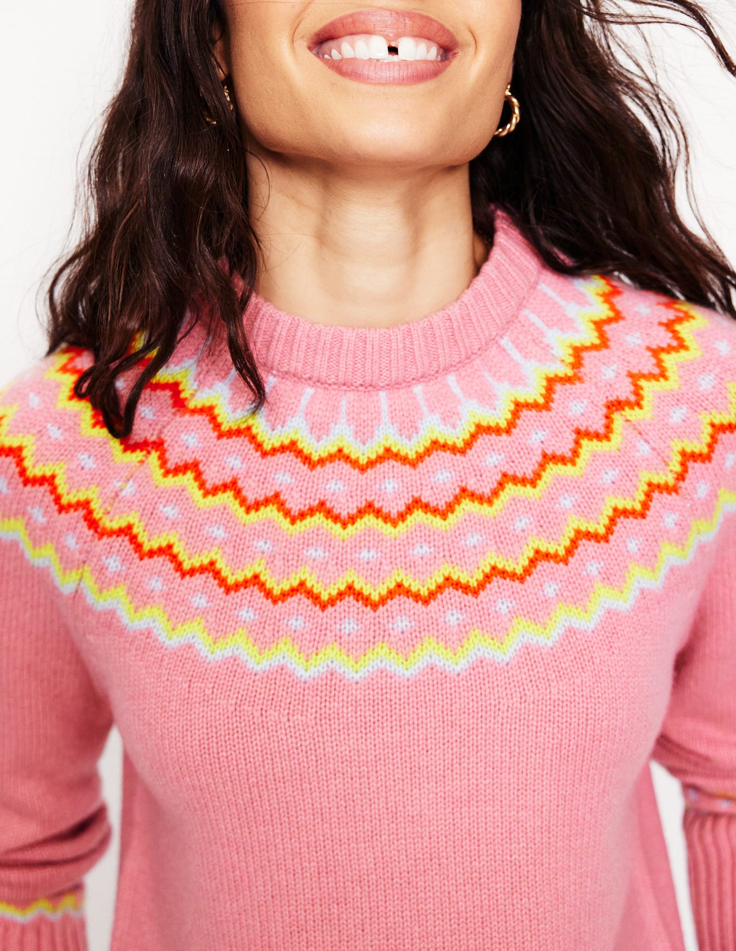 Cashmere Fair Isle Sweater-Formica Pink