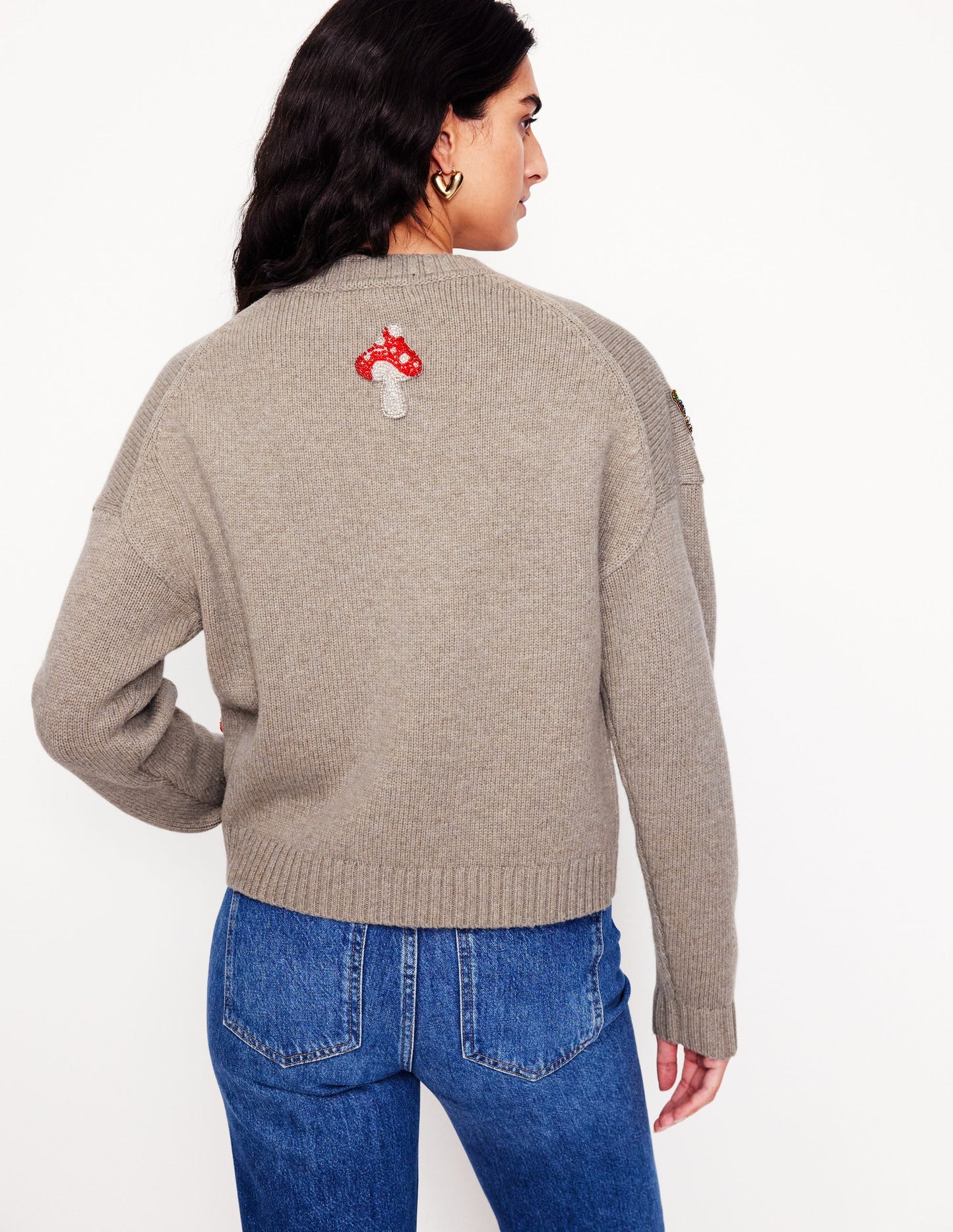 Embellished Sweater-Mink Melange