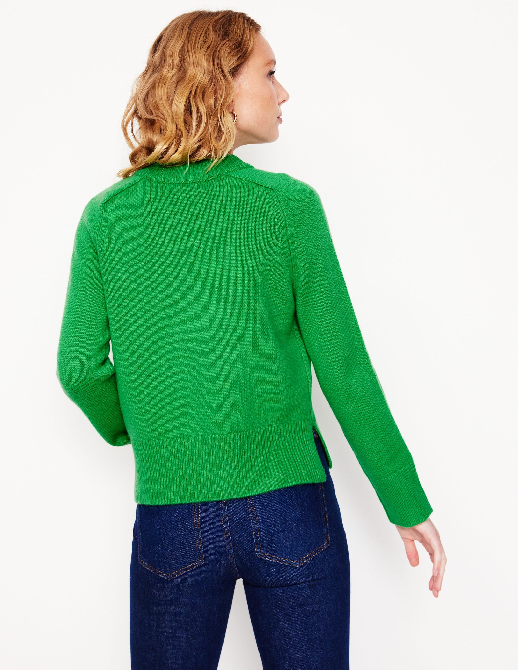 Wide Sleeve Cashmere Sweater-Bright Green - Image 3