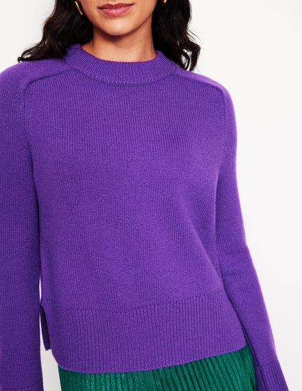 Wide Sleeve Cashmere Sweater-Ameythyst Purple