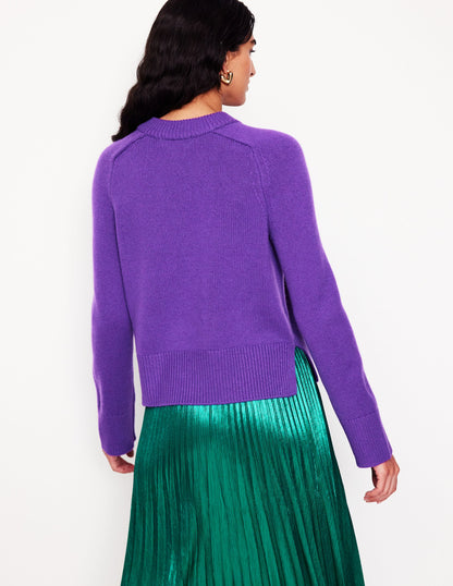 Wide Sleeve Cashmere Sweater-Ameythyst Purple