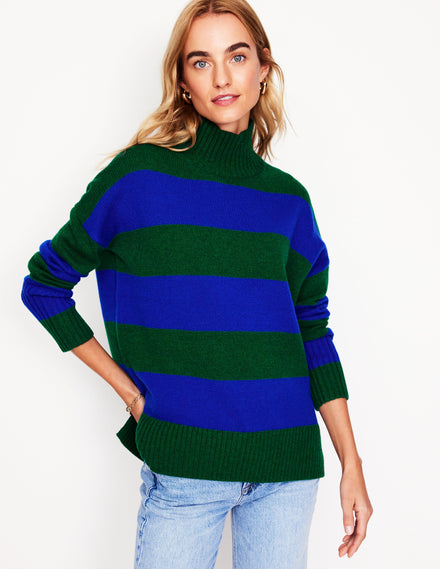 Jessica Oversized Jumper-Bavaria Green, Monarch Blue