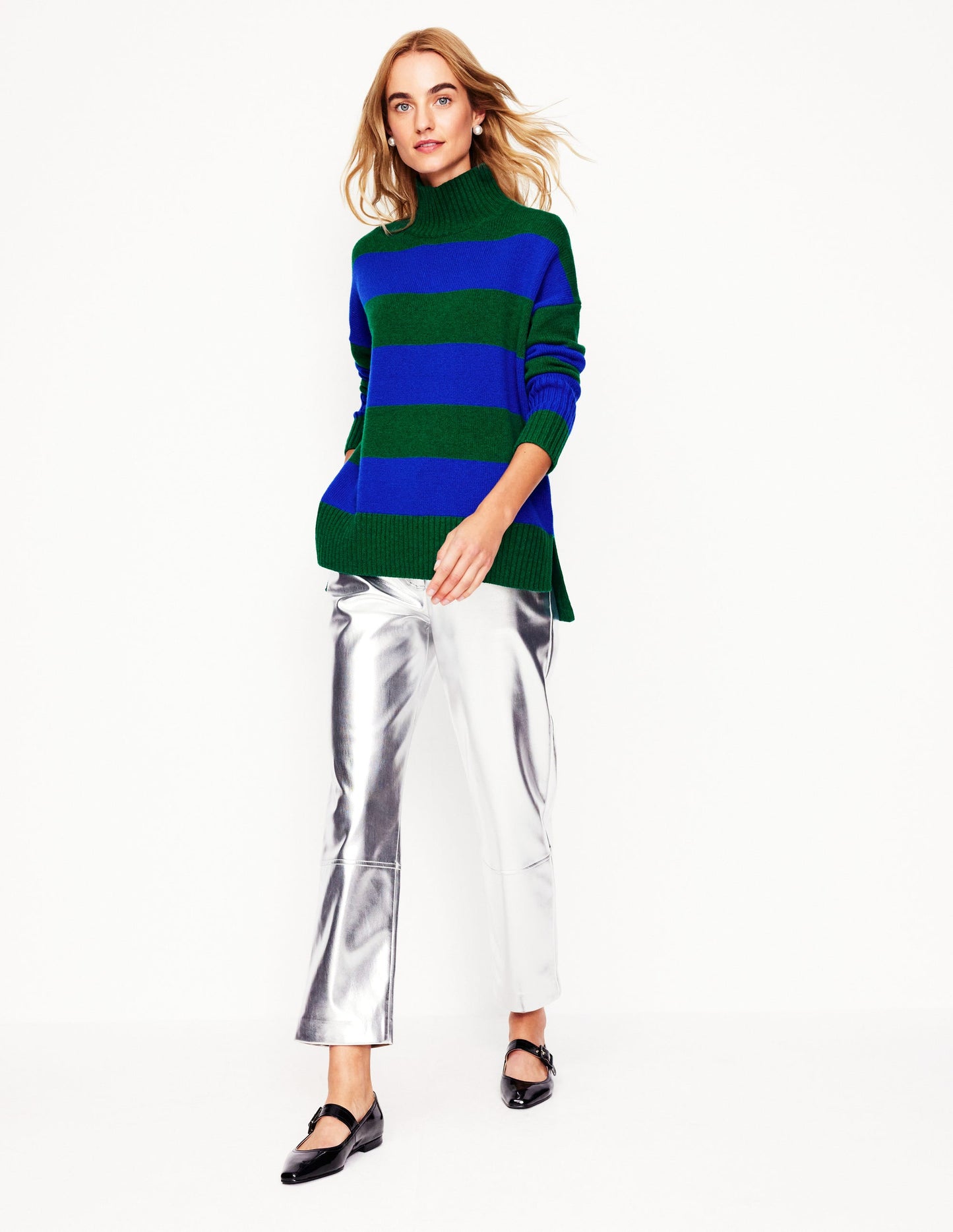 Jessica Oversized Jumper-Bavaria Green, Monarch Blue