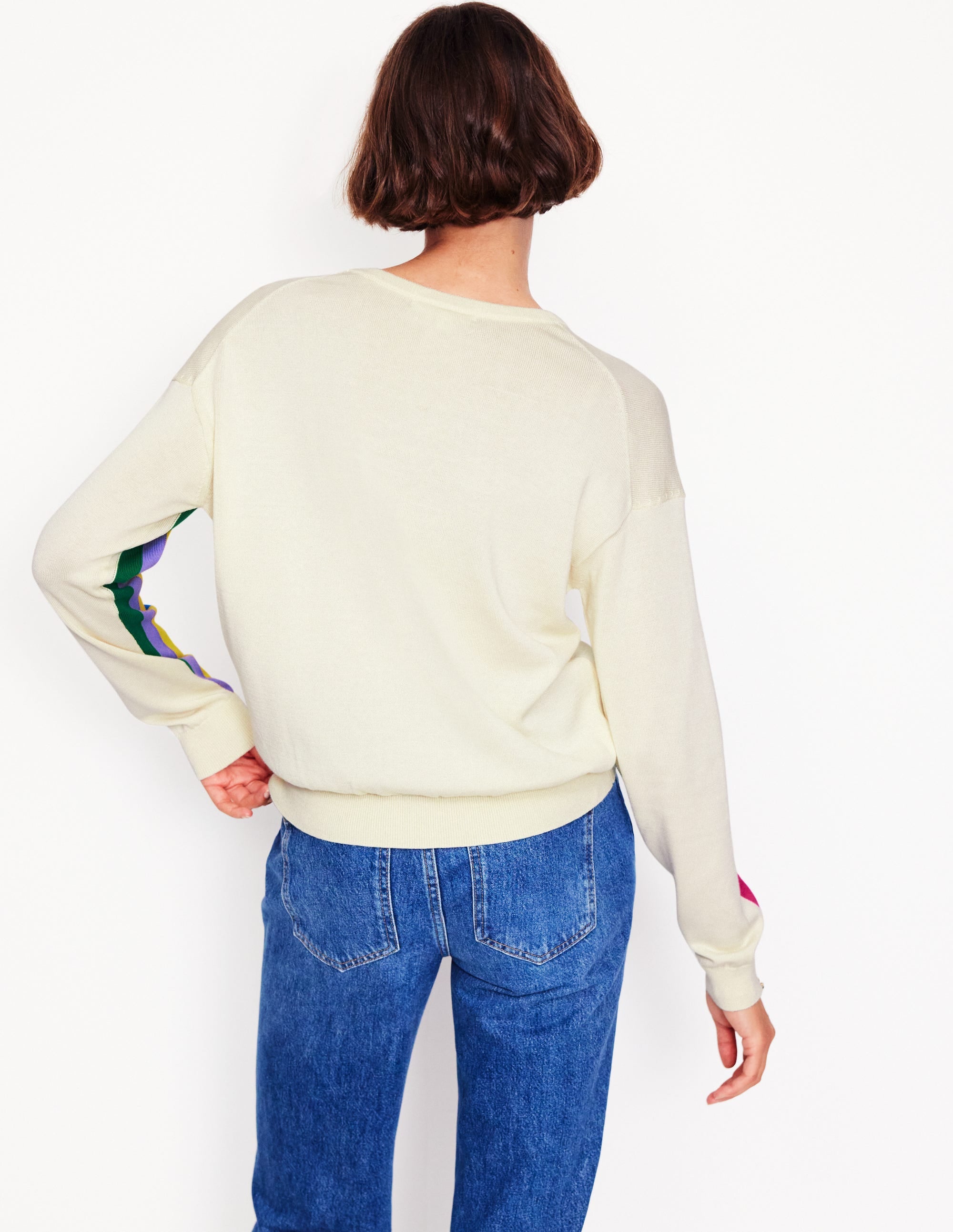Lara Relaxed Cotton Jumper-Rainbow Curve Knit - Image 3
