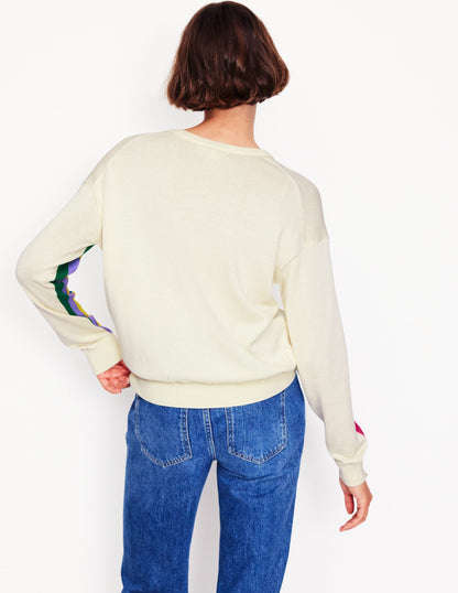 Lara Relaxed Cotton Jumper-Rainbow Curve Knit